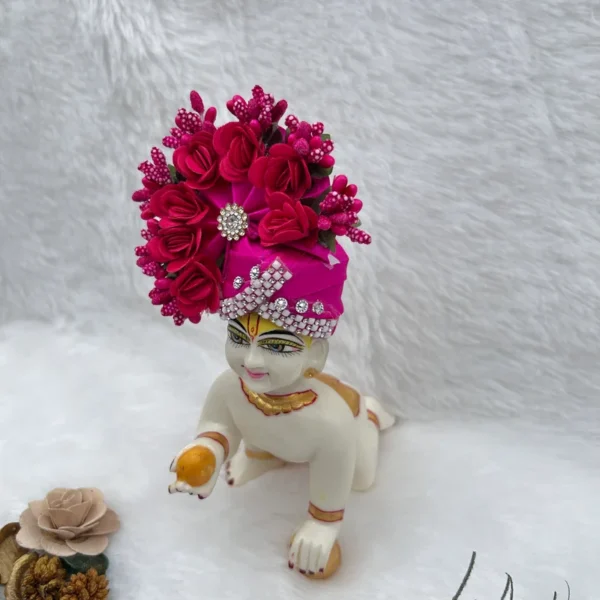 Beautiful Flower Decorated Pagdi, Color- Pink