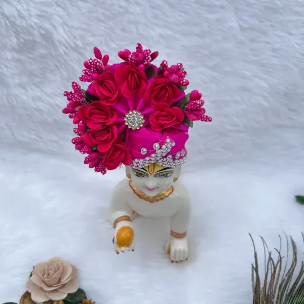 Beautiful Flower Decorated Pagdi, Color- Pink