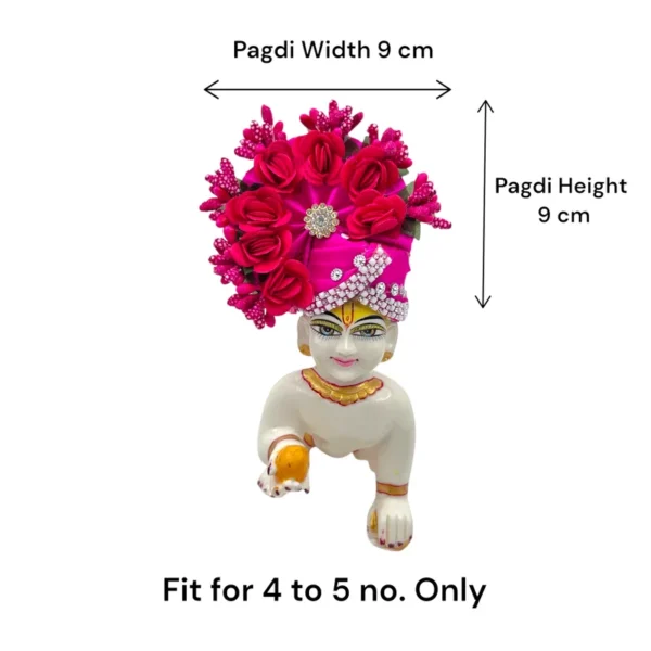 Beautiful Flower Decorated Pagdi, Color- Pink