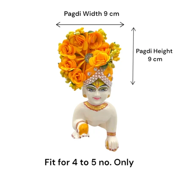 Beautiful Flower Decorated Pagdi, Color- Yellow