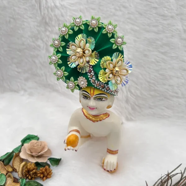 Beautiful Stone Decorated Adjustable Pagdi, Color- Green