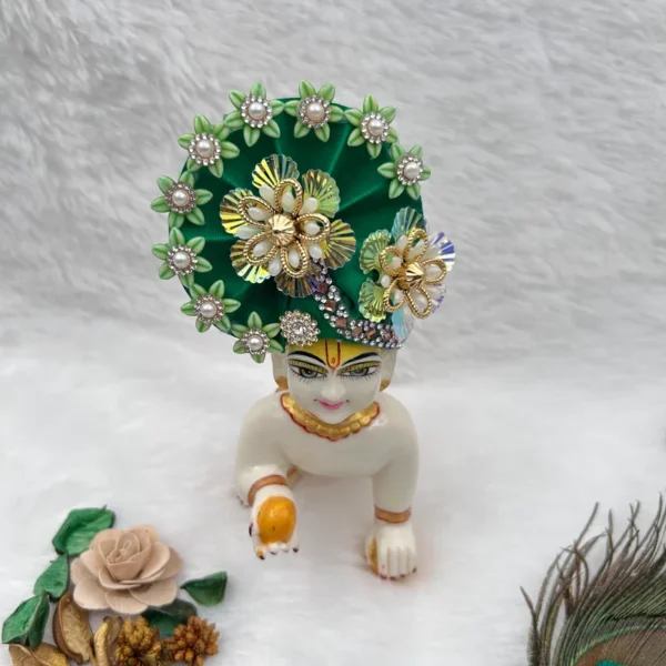 Beautiful Stone Decorated Adjustable Pagdi, Color- Green