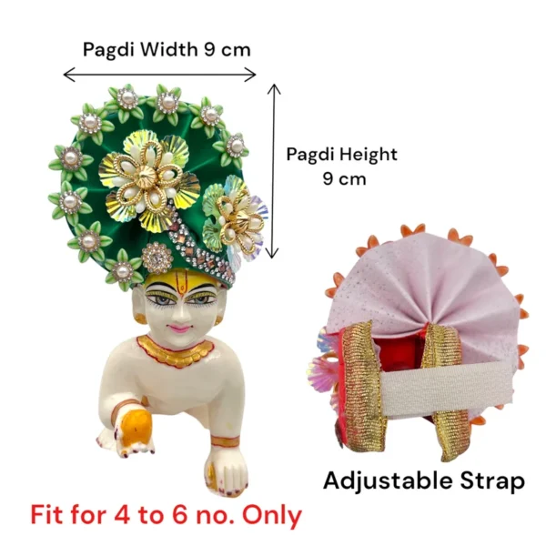 Beautiful Stone Decorated Adjustable Pagdi, Color- Green