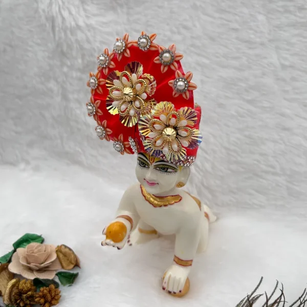 Beautiful Stone Decorated Adjustable Pagdi, Color- Orange