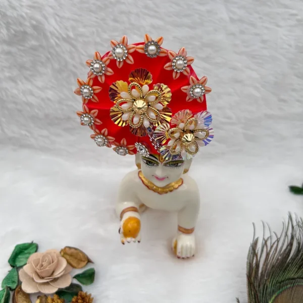 Beautiful Stone Decorated Adjustable Pagdi, Color- Orange