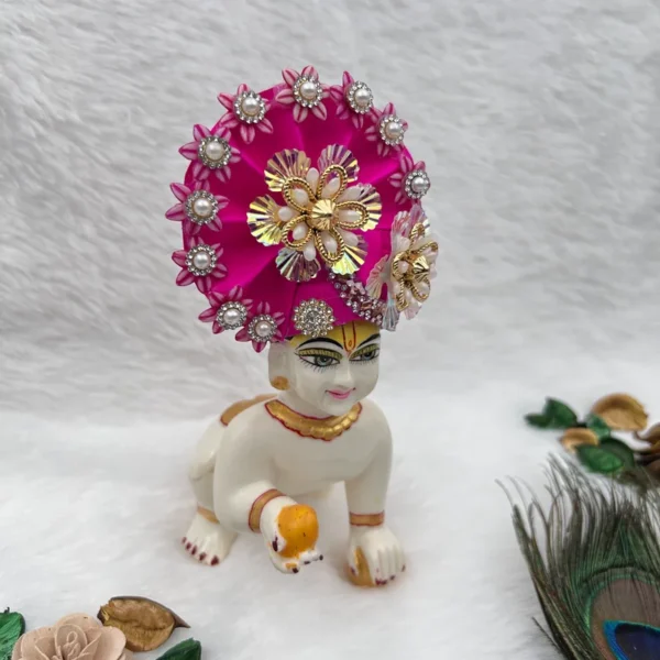 Beautiful Stone Decorated Adjustable Pagdi, Color- Pink