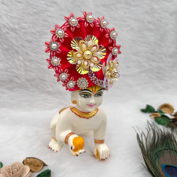 Beautiful Stone Decorated Adjustable Pagdi, Color- Red