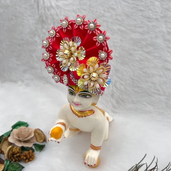 Beautiful Stone Decorated Adjustable Pagdi, Color- Red