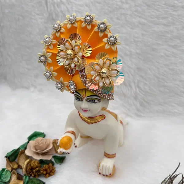 Beautiful Stone Decorated Adjustable Pagdi, Color- Yellow