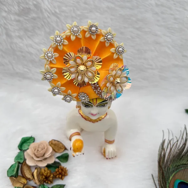 Beautiful Stone Decorated Adjustable Pagdi, Color- Yellow