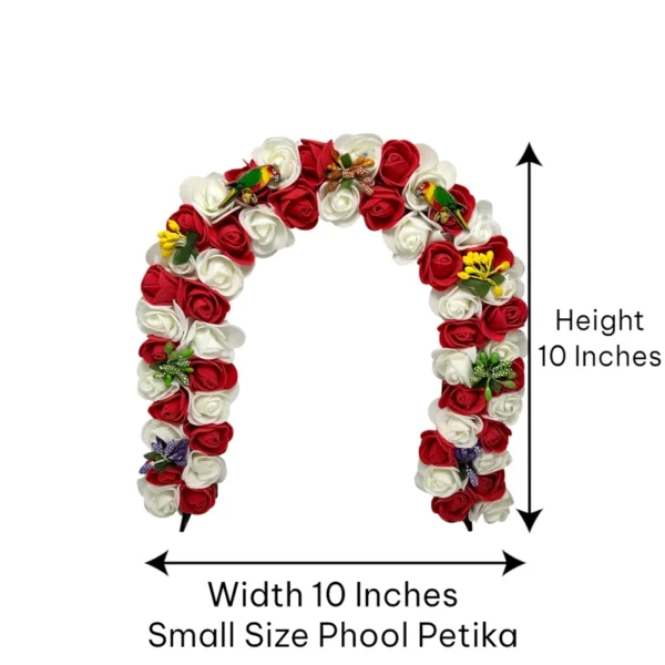 Phool Petika, Flower Backdrop for Laddu Gopal, Small Size, Color- White & Red