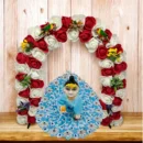 Phool Petika, Flower Backdrop for Laddu Gopal, Small Size, Color- White & Red