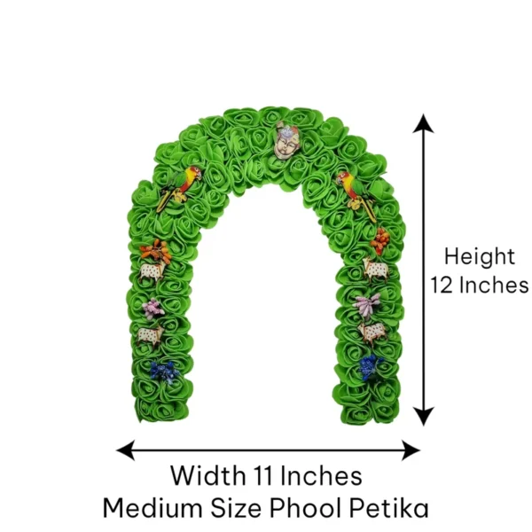 Phool Petika, Flower Backdrop for Laddu Gopal, Medium Size, Color- Green