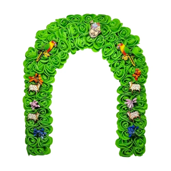 Phool Petika, Flower Backdrop for Laddu Gopal, Medium Size, Color- Green