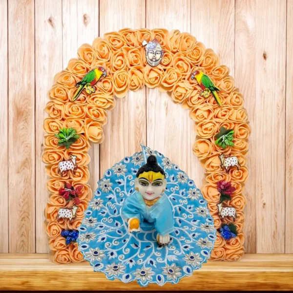 Phool Petika, Flower Backdrop for Laddu Gopal, Medium Size, Color- Orange