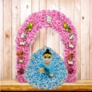 Phool Petika, Flower Backdrop for Laddu Gopal, Medium Size, Color- Pink