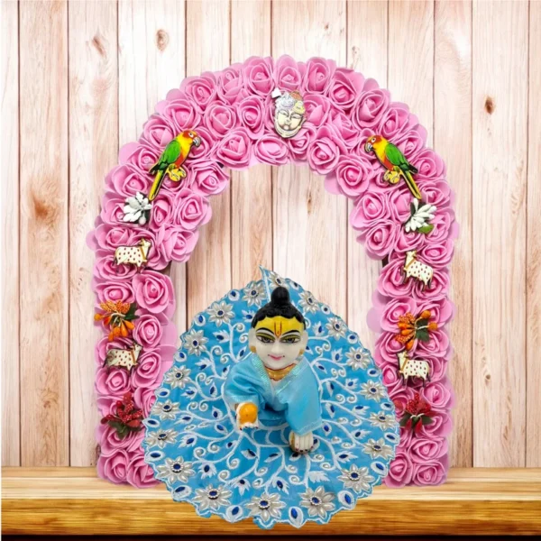 Phool Petika, Flower Backdrop for Laddu Gopal, Medium Size, Color- Pink
