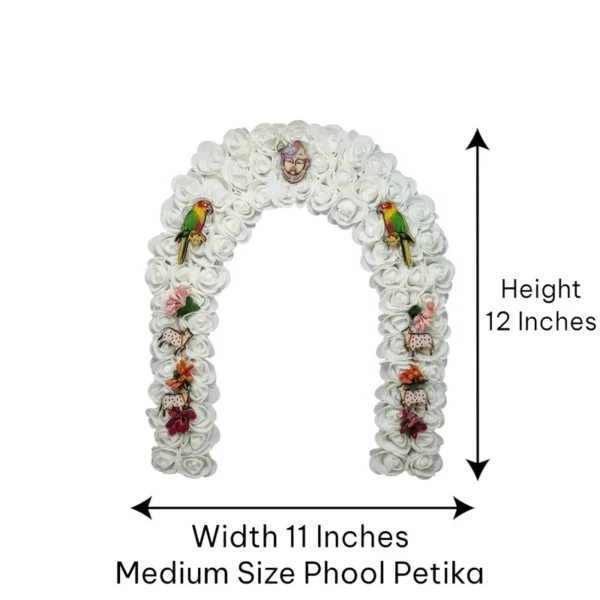 Phool Petika, Flower Backdrop for Laddu Gopal, Medium Size, Color- White