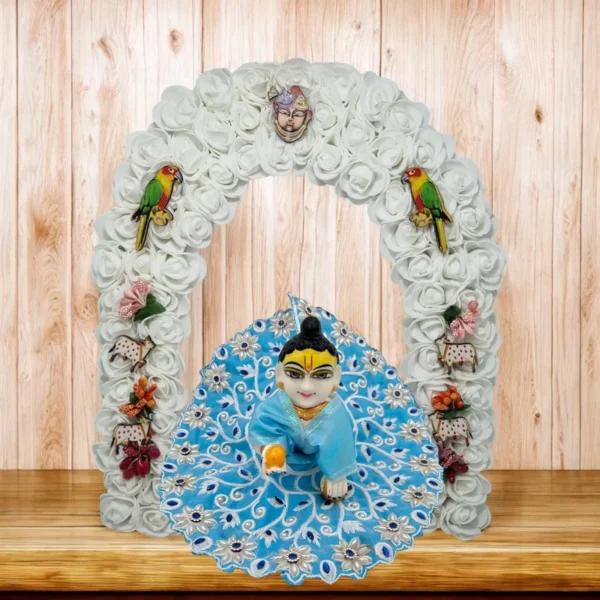 Phool Petika, Flower Backdrop for Laddu Gopal, Medium Size, Color- White