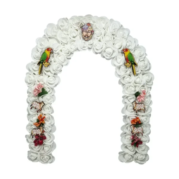 Phool Petika, Flower Backdrop for Laddu Gopal, Medium Size, Color- White