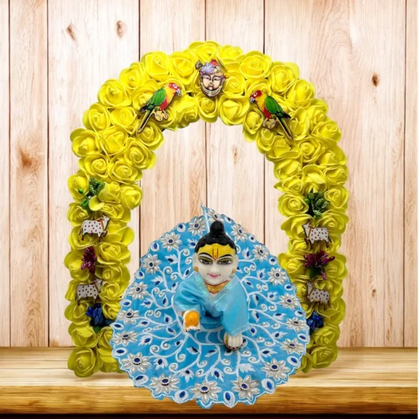Phool Petika, Flower Backdrop for Laddu Gopal, Medium Size, Color- Yellow