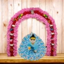 Phool Petika, Flower Backdrop for Laddu Gopal, Large Size, Color- Pink