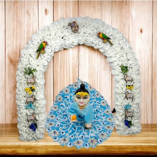 Phool Petika, Flower Backdrop for Laddu Gopal, Large Size, Color- White