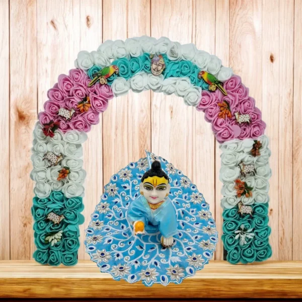 Phool Petika, Flower Backdrop for Laddu Gopal, Large Size, Color- White & Blue