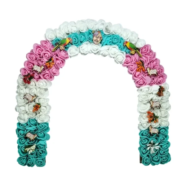 Phool Petika, Flower Backdrop for Laddu Gopal, Large Size, Color- White & Blue