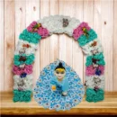 Phool Petika, Flower Backdrop for Laddu Gopal, Large Size, Color- White & Pink
