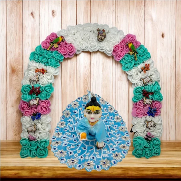Phool Petika, Flower Backdrop for Laddu Gopal, Large Size, Color- White & Pink