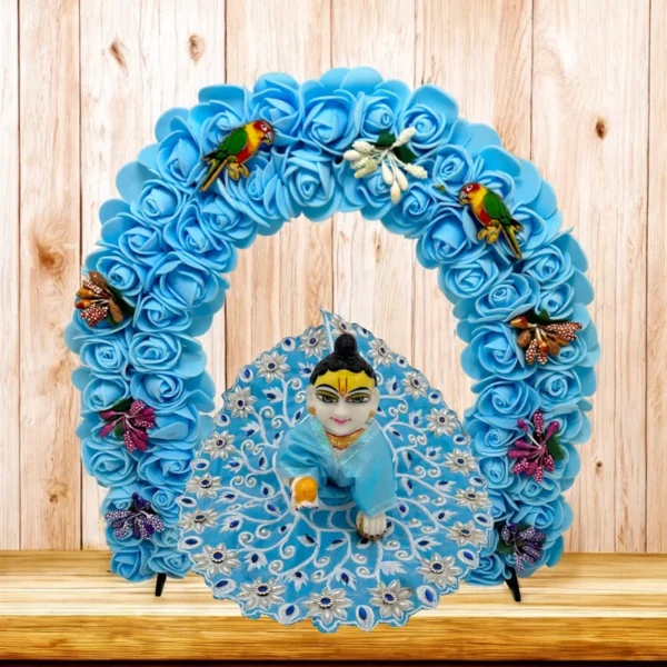 Phool Petika, Flower Backdrop for Laddu Gopal, Small Size, Color- Blue