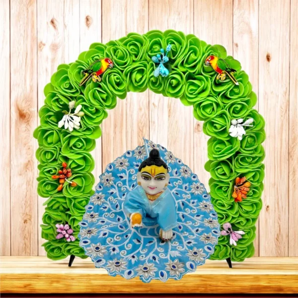 Phool Petika, Flower Backdrop for Laddu Gopal, Small Size, Color- Green