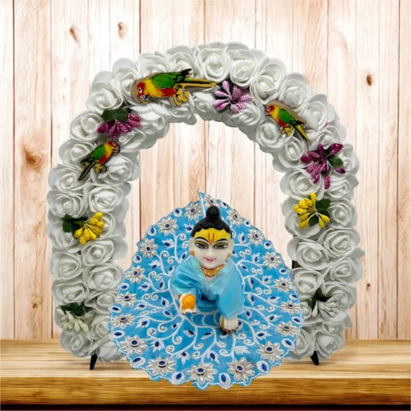Phool Petika, Flower Backdrop for Laddu Gopal, Small Size, Color- White