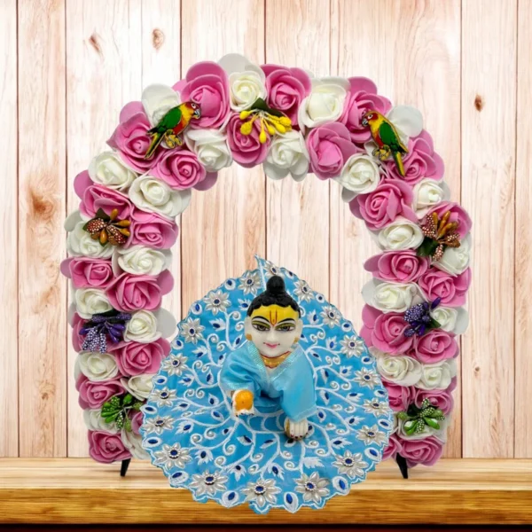 Phool Petika, Flower Backdrop for Laddu Gopal, Small Size, Color- White & Pink
