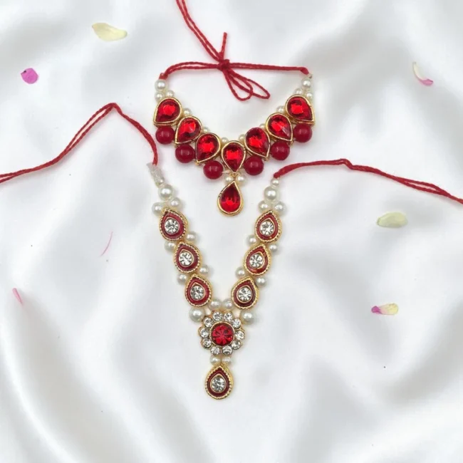 Premium Kundan Mala for Laddu Gopal | Designer Mala for Thakur Ji, Pack of 2
