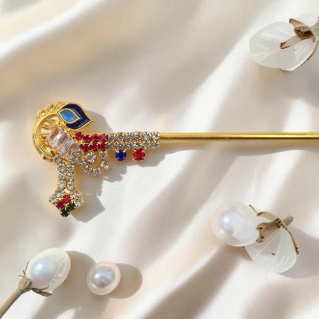 Premium Stone Bansuri for Laddu Gopal | Designer Mor Bansi for Thakur Ji