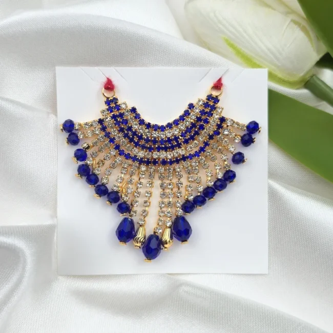 Laddu Gopal Mala, Laddu Gopal Haar, Blue Stone Mala, Krishna Ji Mala, Thakur Ji Mala, Laddu Gopal Jewelry, Laddu Gopal Shringar, Designer Laddu Gopal Haar, Crystal Mala for Laddu Gopal, Kanha Ji Mala, Bal Gopal Jewelry, Temple Jewelry, Janmashtami Shringar, Laddu Gopal Accessories, Krishna Idol Ornament, Fancy Laddu Gopal Mala, Premium Laddu Gopal Necklace, Thakur Ji Accessories, Radha Krishna Shringar, Laddu Gopal Decoration Items