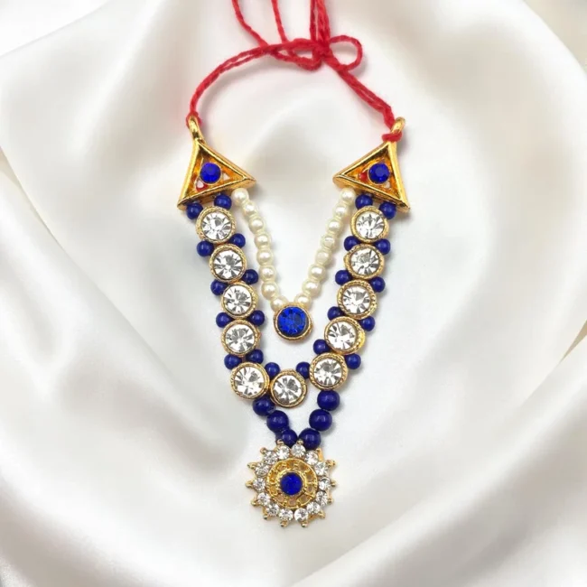 Kundan Mala, Laddu Gopal beads Mala, Laddu Gopal crystal Haar, Blue Stone Mala, Krishna Ji Mala, Thakur Ji Mala, Laddu Gopal Jewelry, Laddu Gopal Shringar, Designer Laddu Gopal Haar, Crystal Mala for Laddu Gopal, Kanha Ji Mala, Bal Gopal Jewelry, Temple Jewelry, Janmashtami Shringar, Laddu Gopal Accessories, Krishna Idol Ornament, Fancy Laddu Gopal Mala, Premium Laddu Gopal Necklace, Thakur Ji Accessories, Radha Krishna Shringar, Laddu Gopal Decoration Items