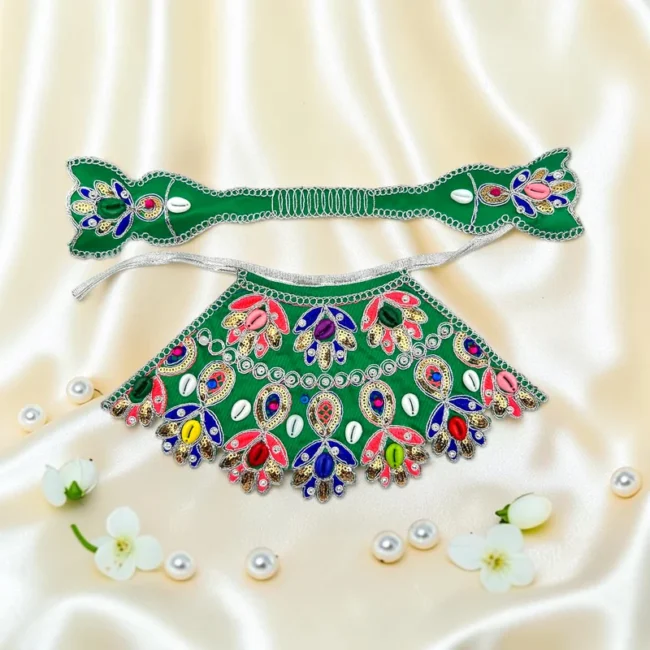 Beautiful Design Poshak for Maa Durga Idol | Decorative Lahnga with Matching Patka | 5 Inch