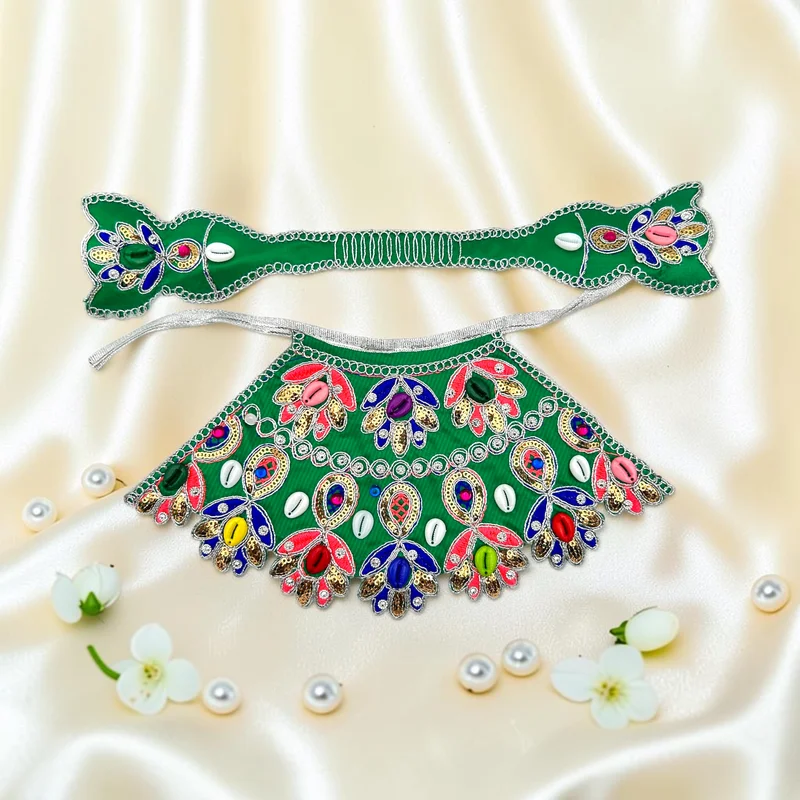 Beautiful Design Poshak for Maa Durga Idol | Decorative Lahnga with Matching Patka | 5 Inch