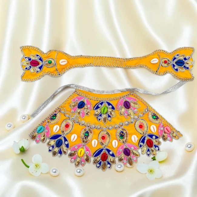 Beautiful Design Poshak for Maa Durga Idol | Decorative Lahnga with Matching Patka | 5 Inch