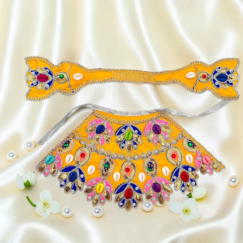 Beautiful Design Poshak for Maa Durga Idol | Decorative Lahnga with Matching Patka | 5 Inch